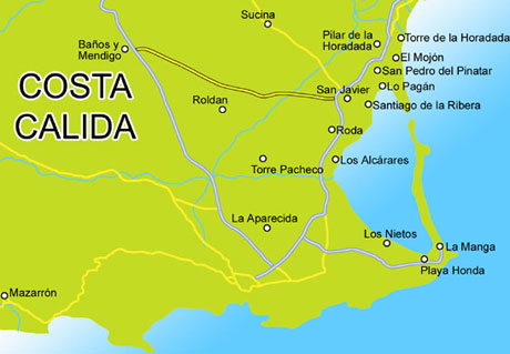 Costa-Calida kaart strand vakantie spanje
